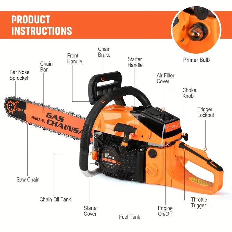 6220M Gasoline Chainsaw – Powerful Petrol Chain Saw for Cutting & Woodwork