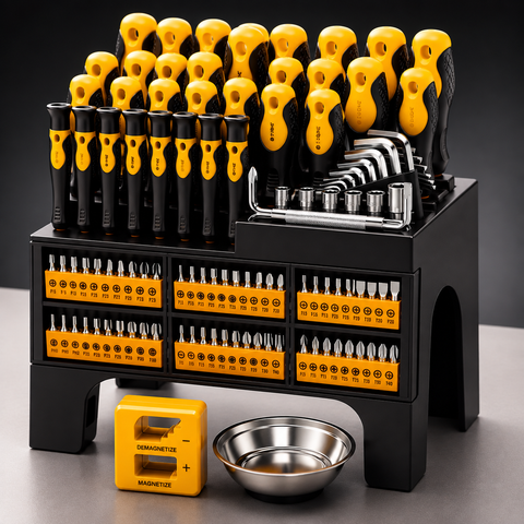 100/118-Piece Magnetic Screwdriver Set with Organizer Stand