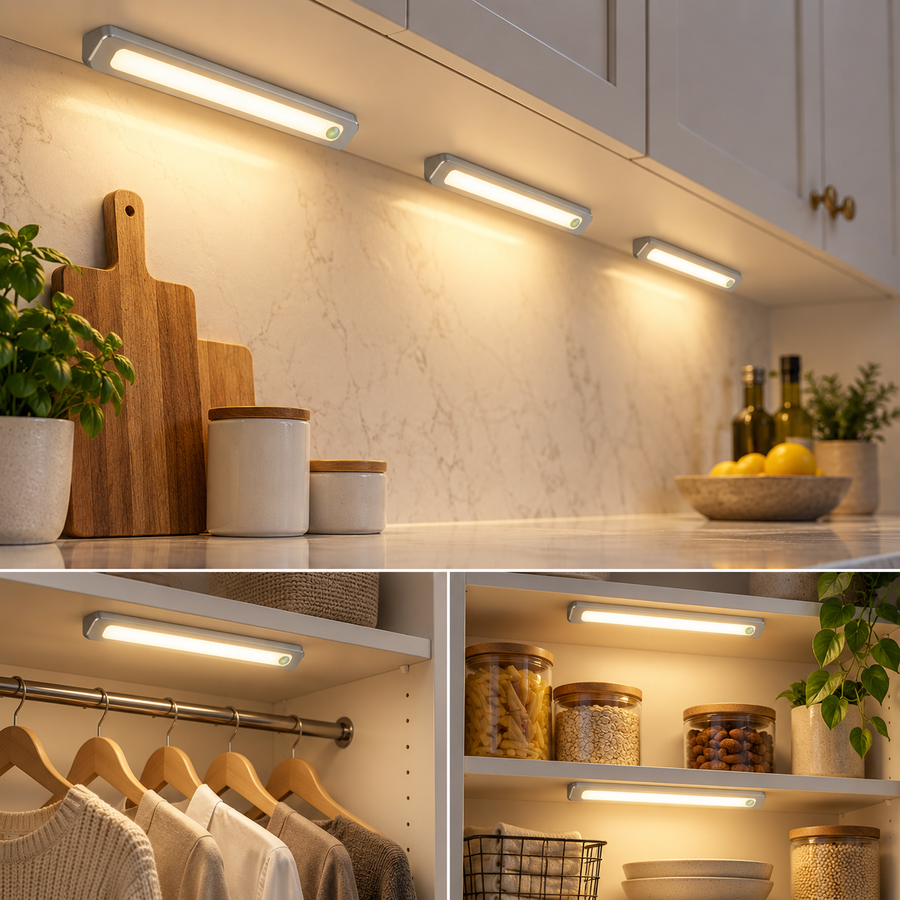 Motion Sensor Cabinet Lights installed in kitchen and closet