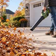 Cordless Leaf Blower clearing a suburban driveway
