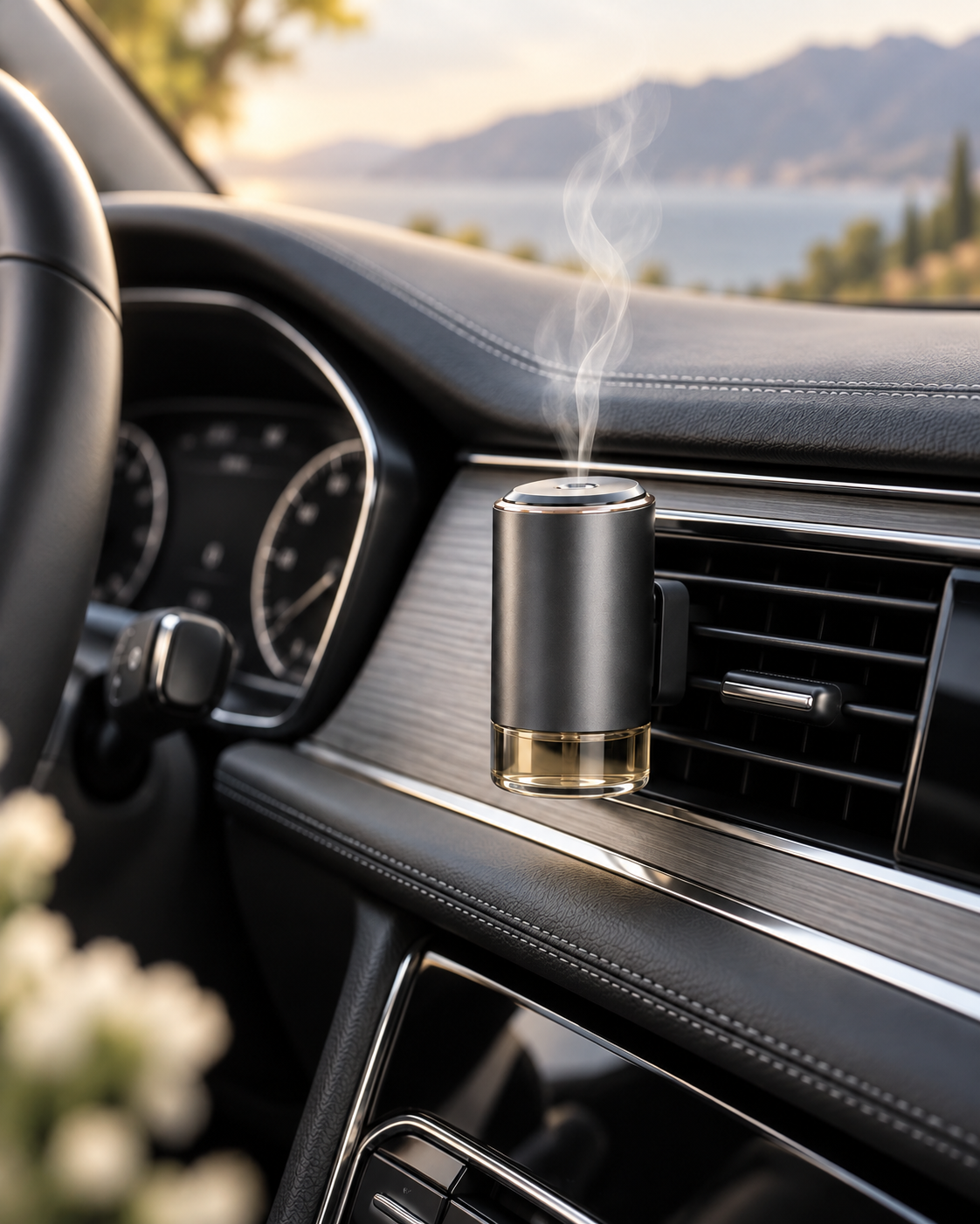Smart Car Aroma Diffuser in a premium vehicle interior