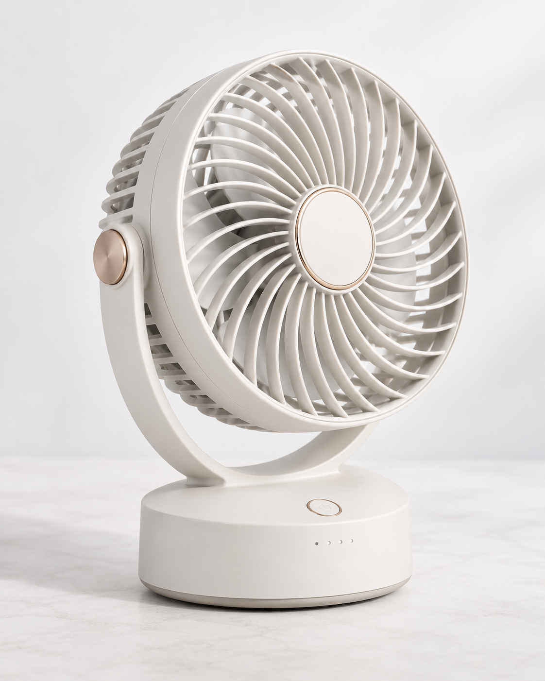 Portable Rechargeable Desk Fan in a clean cream finish