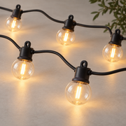 Outdoor LED String Lights warm globe bulb detail