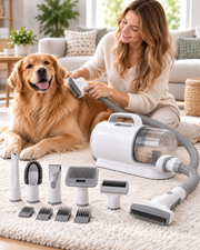 Pet Grooming Vacuum Kit home grooming scene