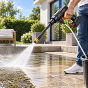 Cordless Portable Pressure Washer cleaning patio stones
