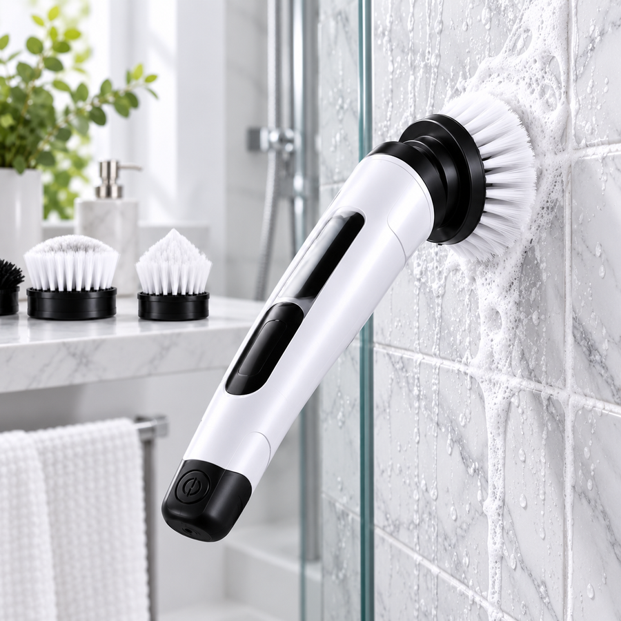 Cordless Electric Spin Scrubber cleaning bathroom tile